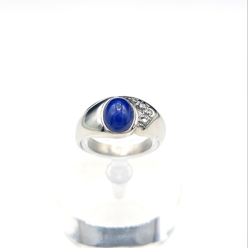 10k white gold star sapphire ring size 9.0